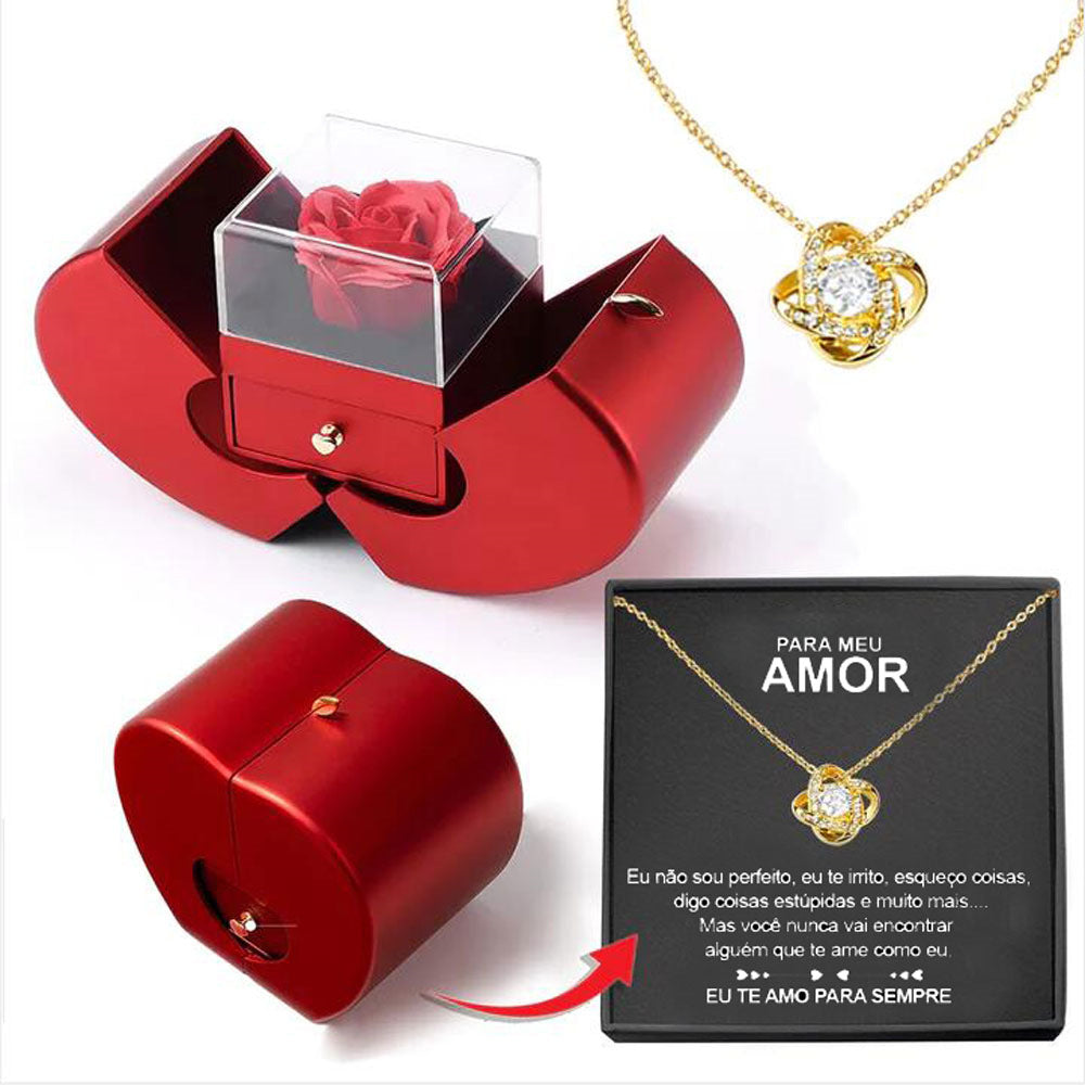 Preserved Rose Apple Gift Box with Necklace (photo 8)