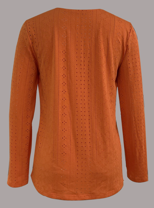 Women's V-Neck Long-Sleeve Blouse with Decorative Buttons (photo 4)