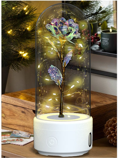 Preserved Rose LED Light and Bluetooth Speaker in Glass Dome (photo 19)