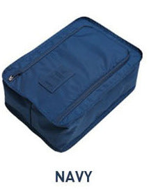 Zippered Travel Shoe Bag, Oxford Cloth with Mesh - Navy (photo 4)