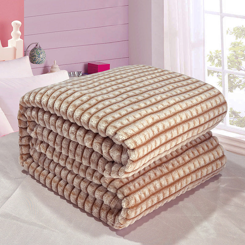 Coral Fleece Throw Blanket - Khaki (photo 3)
