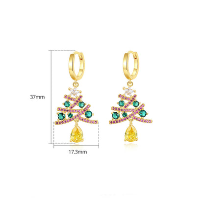Christmas Tree Rhinestone Earrings (photo 5)