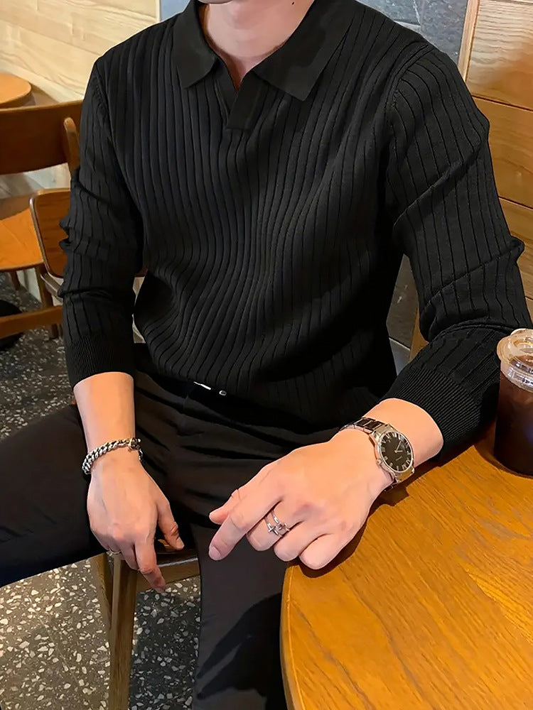 Men's Waffle Knit Long-Sleeve Polo Shirt (photo 12)