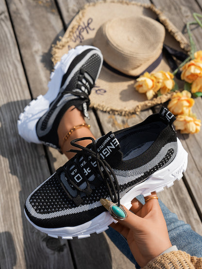 Women's Knit Mesh Lace-Up Sneakers (photo 7)