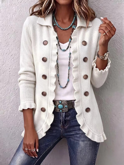 Women's Ruffled Button-Front Knit Cardigan (photo 14)