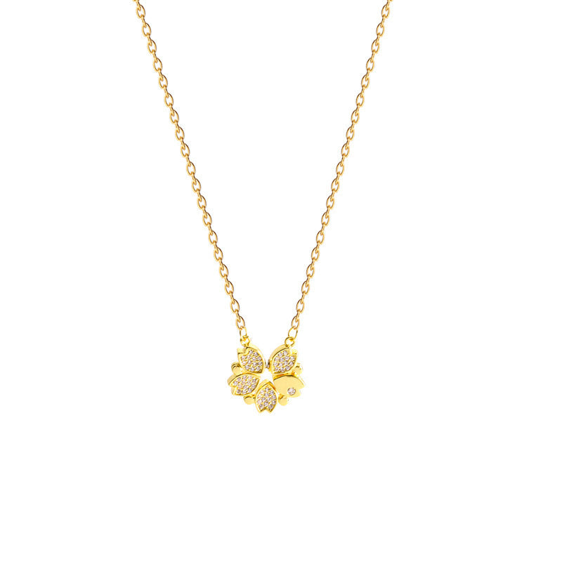 Four-Leaf Clover Heart Pendant Necklace (photo 7)