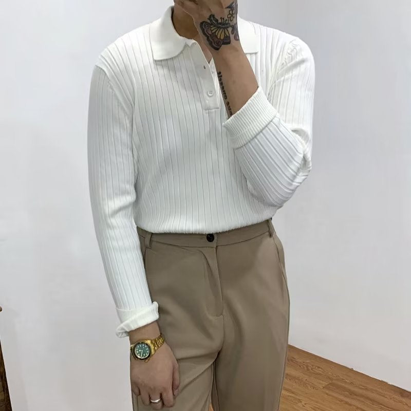 Men's Waffle Knit Long-Sleeve Polo Shirt (photo 20)
