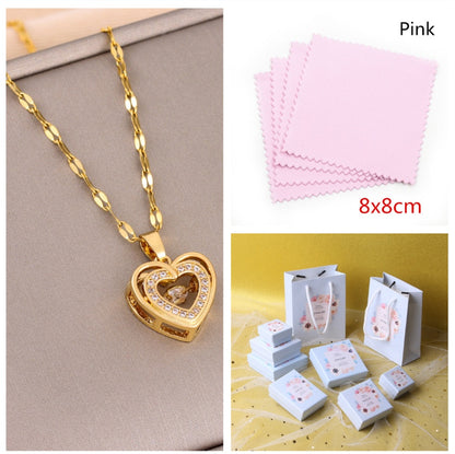 Double-Layer Rhinestone Heart Necklace (photo 7)