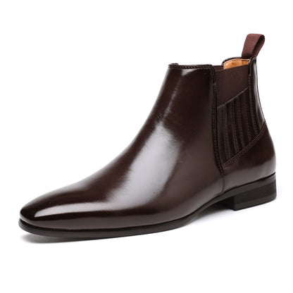 Men's Pointed-Toe Chelsea Boots with Block Heel (photo 9)