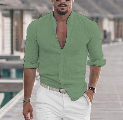 Men's Long-Sleeve Button Shirt, Solid Colors (photo 8)