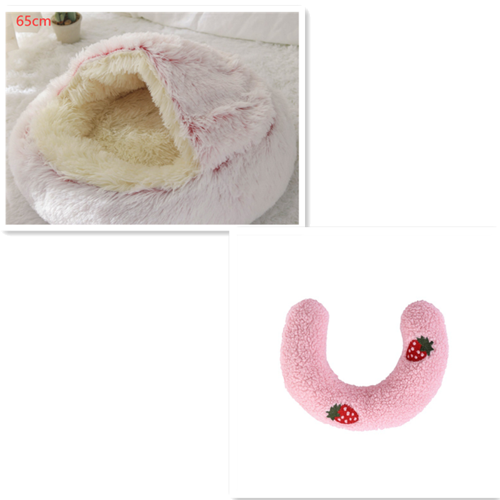 2-in-1 Round Plush Pet Bed for Dogs and Cats (photo 140)
