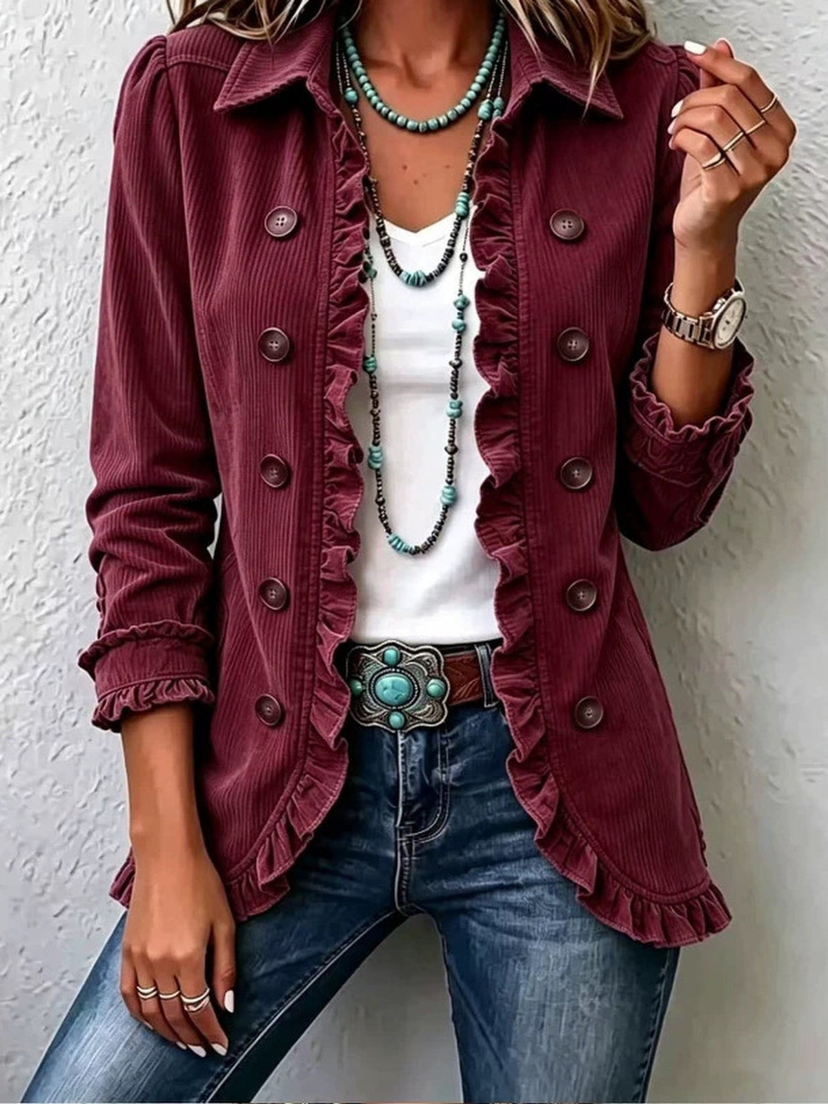 Women's Ruffled Button-Front Knit Cardigan (photo 18)