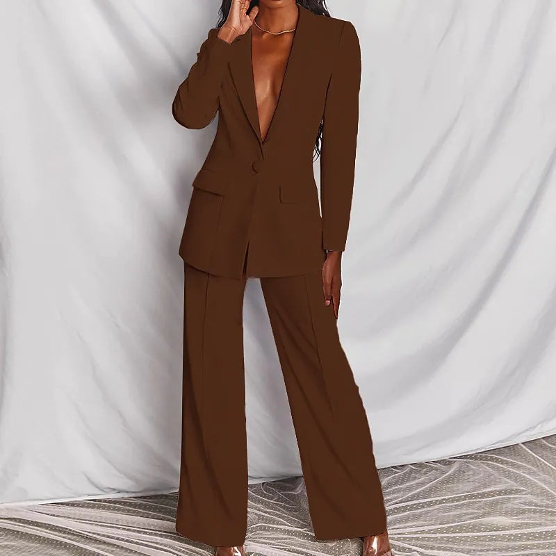 Women's Lapel Blazer and Straight-Leg Pants Set (photo 7)
