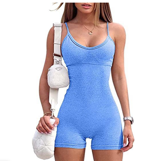 Women's Spaghetti Strap Workout Shorts Romper (photo 12)