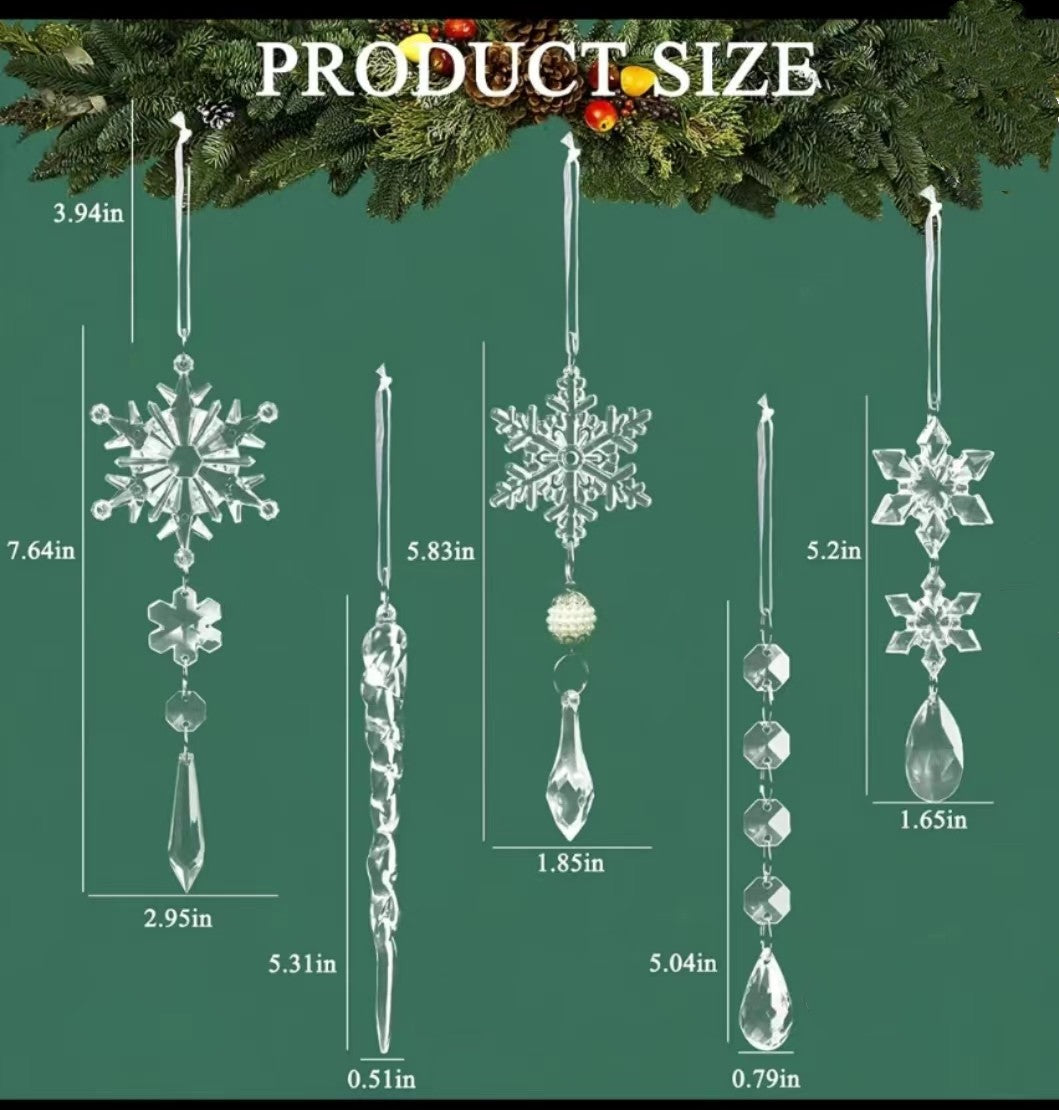Clear Acrylic Icicle Christmas Ornaments, 10 Pcs (photo 10)