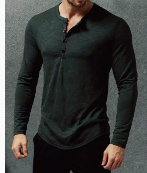 Men's Long-Sleeve Button Henley T-Shirt (photo 12)