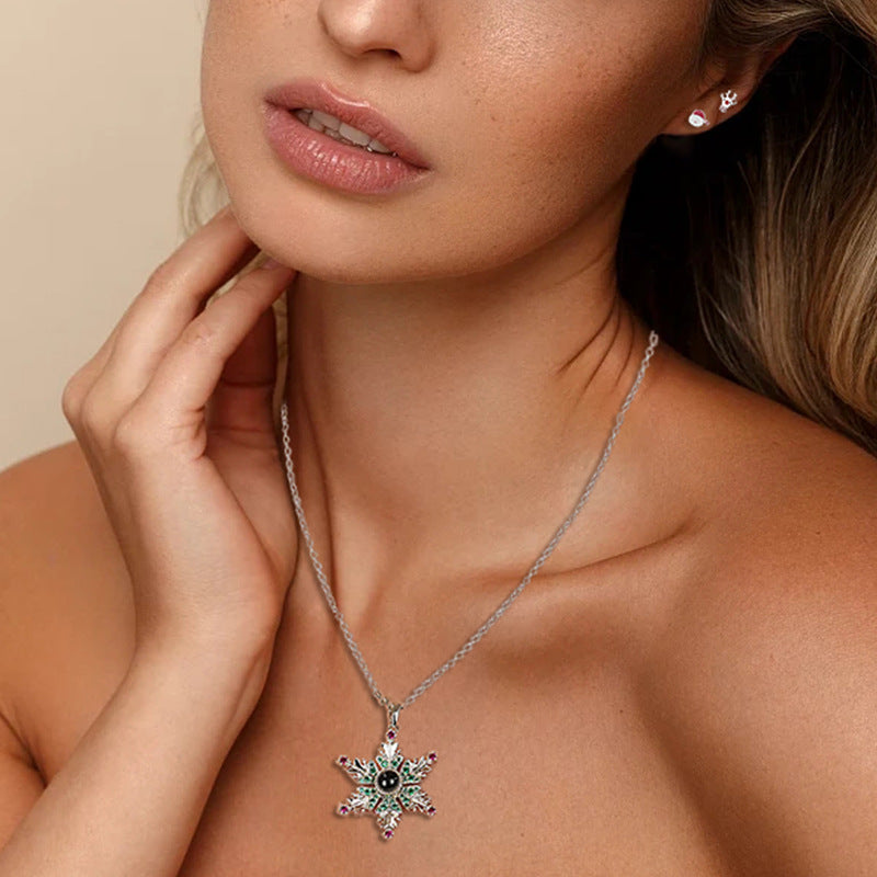 Snowflake Projection Christmas Necklace (photo 4)