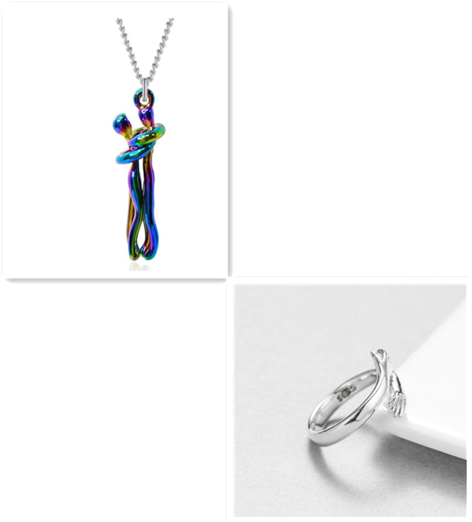 Hugging Figures Pendant Necklace (photo 23)