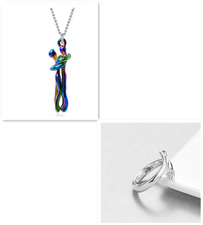 Hugging Figures Pendant Necklace (photo 23)