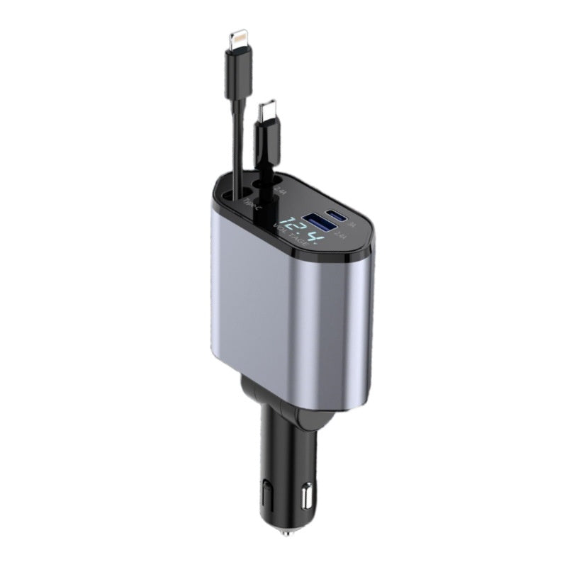4-in-1 Retractable Car Charger with Built-In Cables (photo 6)