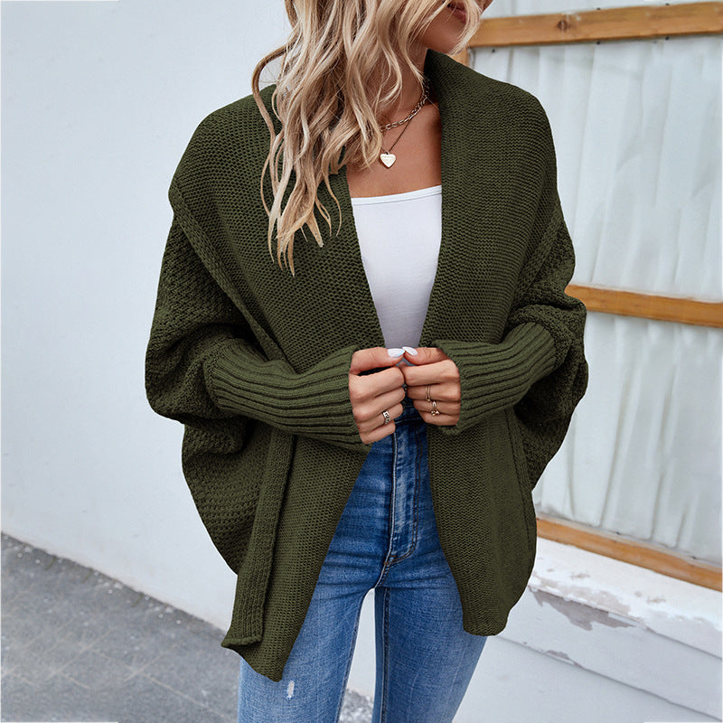 Women's Loose Batwing Lapel Knit Cardigan (photo 10)