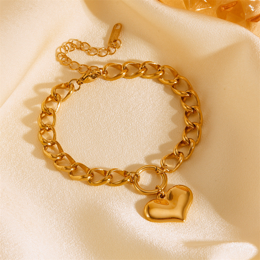 Gold-Tone Titanium Steel Chain Bracelet (photo 4)
