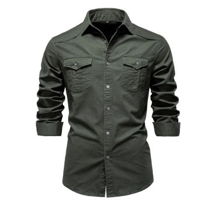 Men's Slim Long-Sleeve Denim Shirt (photo 10)