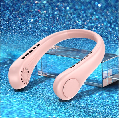 Bladeless Neck Fan, USB Rechargeable, 3 or 5 Speeds – Pink
