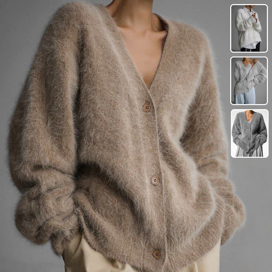 Women's Loose V-Neck Button Knit Cardigan