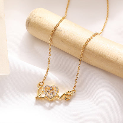 Titanium Steel Love Letter Clavicle Necklace (photo 10)