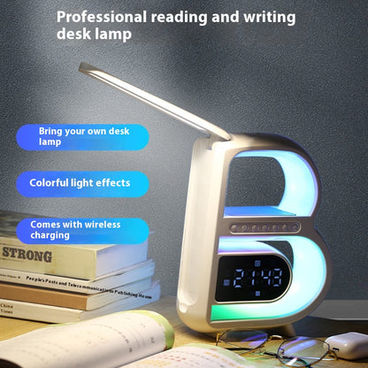 B-Shaped Bluetooth Speaker with Lamp, Alarm Clock and Wireless Charger (photo 4)