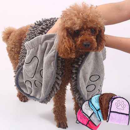 Chenille Pet Drying Towel with Hand Pockets (photo 3)