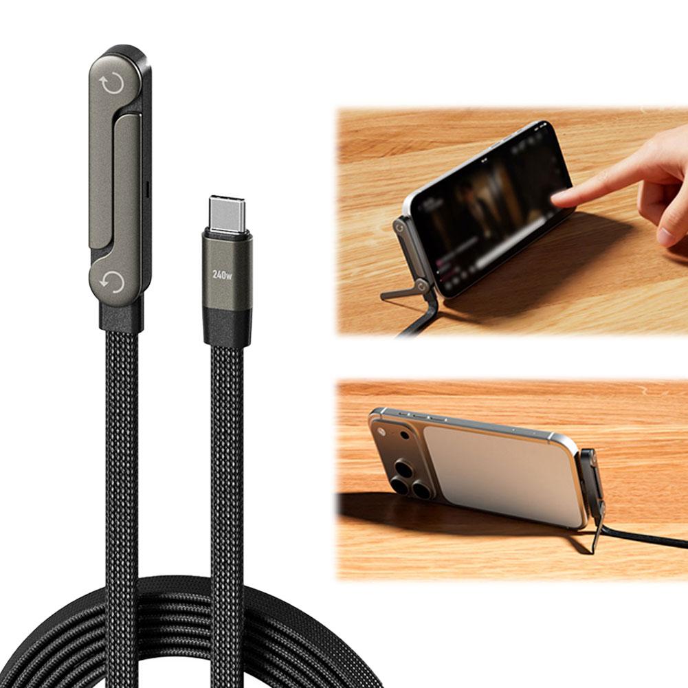 Fast-Charging USB-C Cable with Built-In Foldable Phone Stand (photo 2)