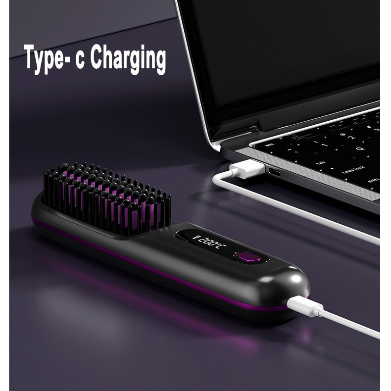2-in-1 Cordless Hair Straightener Brush, USB Rechargeable (photo 3)