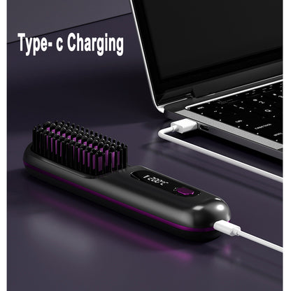 2-in-1 Cordless Hair Straightener Brush, USB Rechargeable (photo 3)