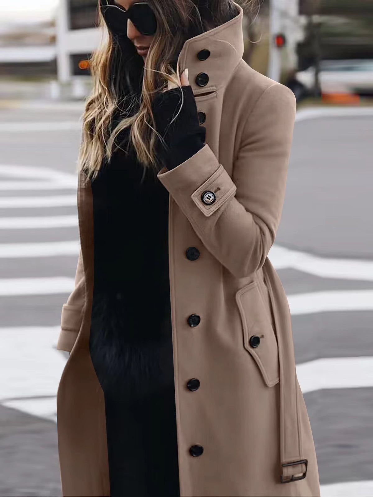 Women's Slim Stand-Collar Single-Breasted Coat (photo 10)