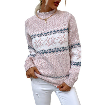 Women's Snowflake Jacquard Half-Turtleneck Sweater (photo 6)
