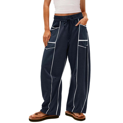Women's Striped Wide-Leg Drawstring Sweatpants (photo 10)