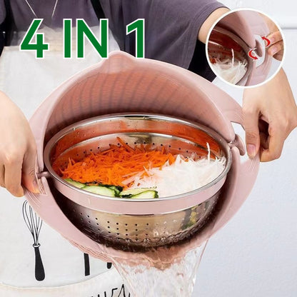 Rotating Double-Layer Colander with Slicer Blades