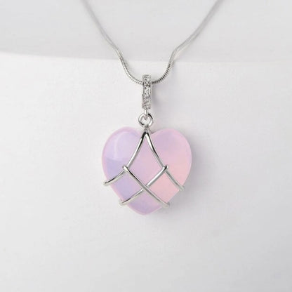 Heart Pendant Necklace with Opal-Look Stone (photo 4)