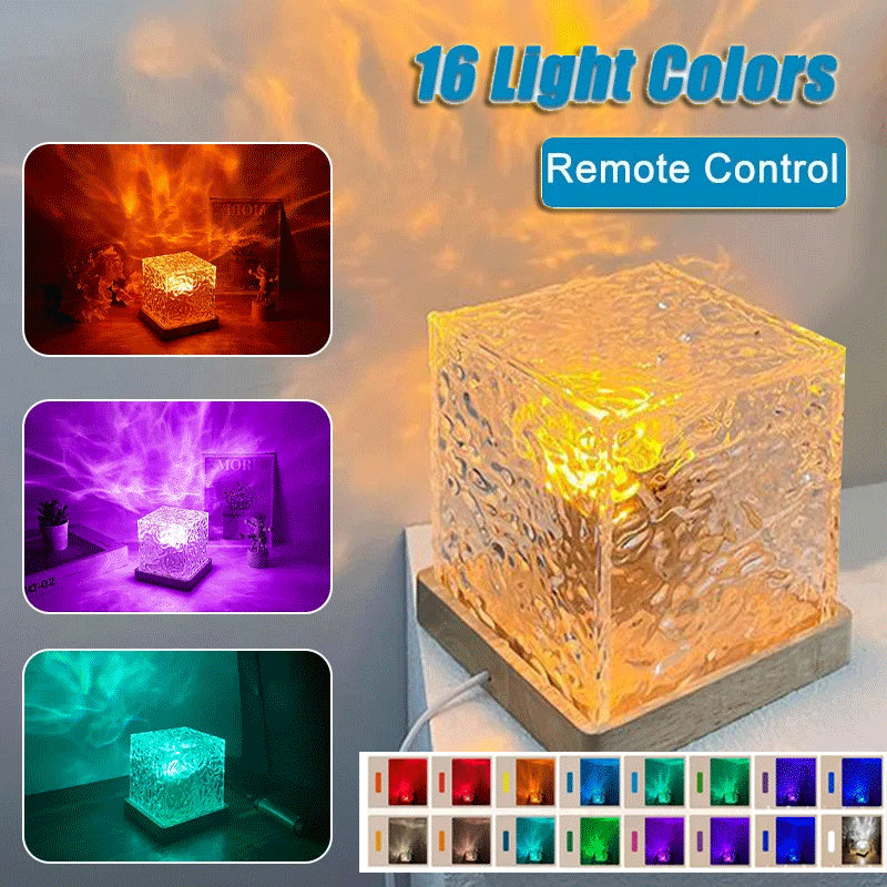 16-Color Water Ripple Crystal Night Lamp with Remote
