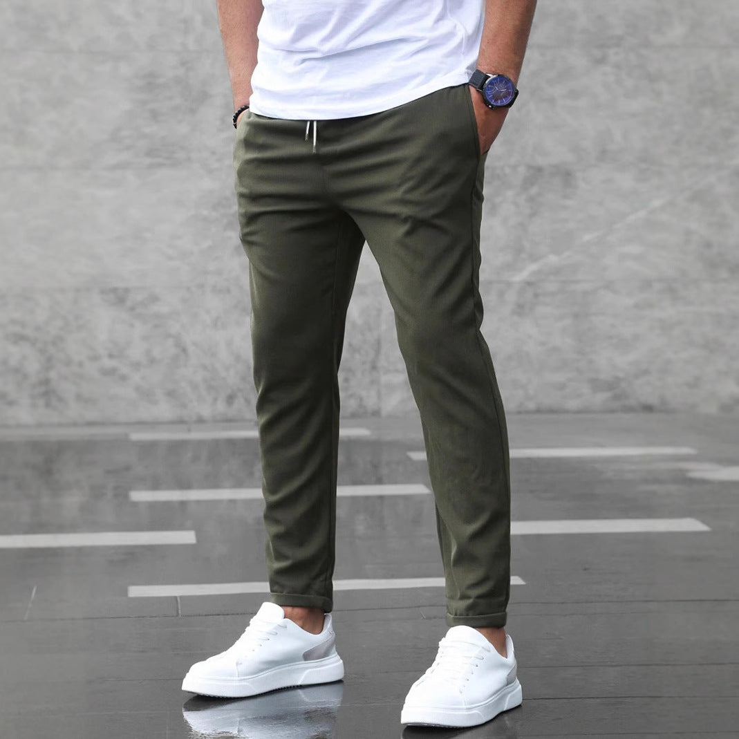 Men's Slim Drawstring Pants with Pockets (photo 6)