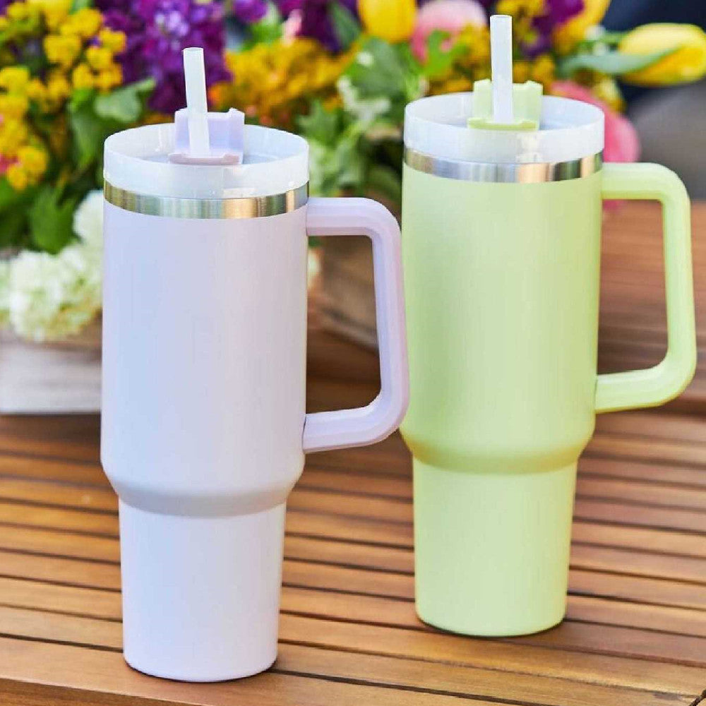 40 oz Insulated Stainless Steel Tumbler with Handle, Lid and Straw (photo 44)