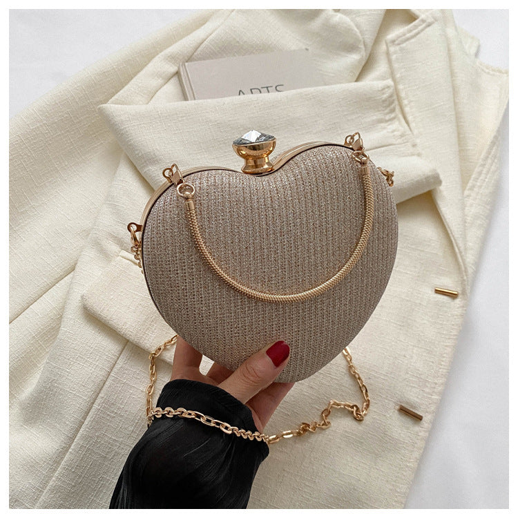 Shiny Heart-Shaped Evening Clutch with Chain (photo 8)