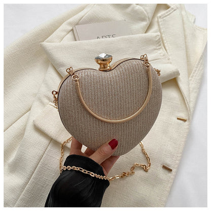 Shiny Heart-Shaped Evening Clutch with Chain (photo 8)