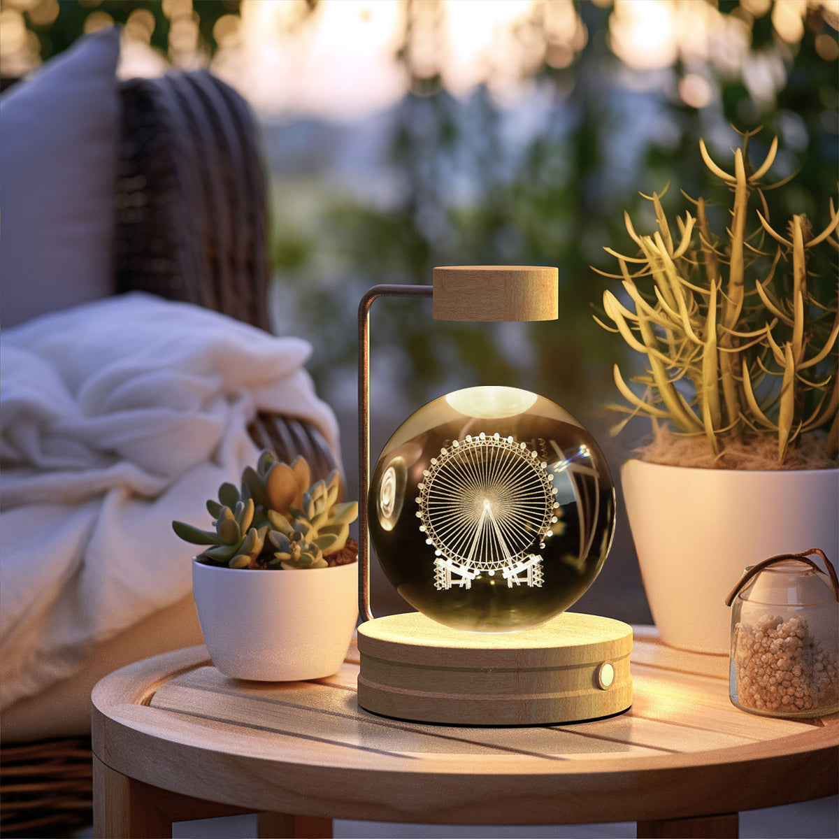 3D Engraved Crystal Ball Night Light with Wooden Base, USB (photo 80)