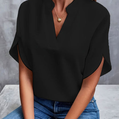 Women's V-Neck Short-Sleeve Chiffon Shirt (photo 5)