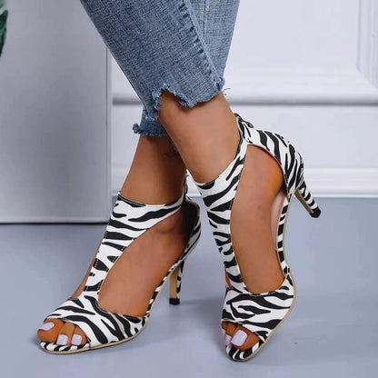 Women's Peep-Toe High-Heel Sandals with Zipper (photo 6)