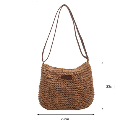 Woven Straw Tote Bag with Zipper (photo 9)