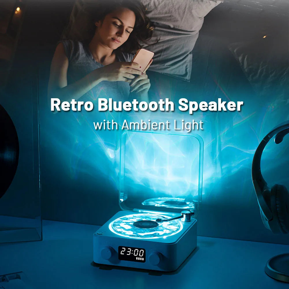 Retro Turntable-Style Bluetooth Speaker with Nature Sounds and Light (photo 2)